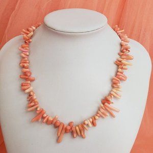 VTG Angel Skin Branch Coral Necklace 16" Long 925 Sterling Silver Clasp Pink